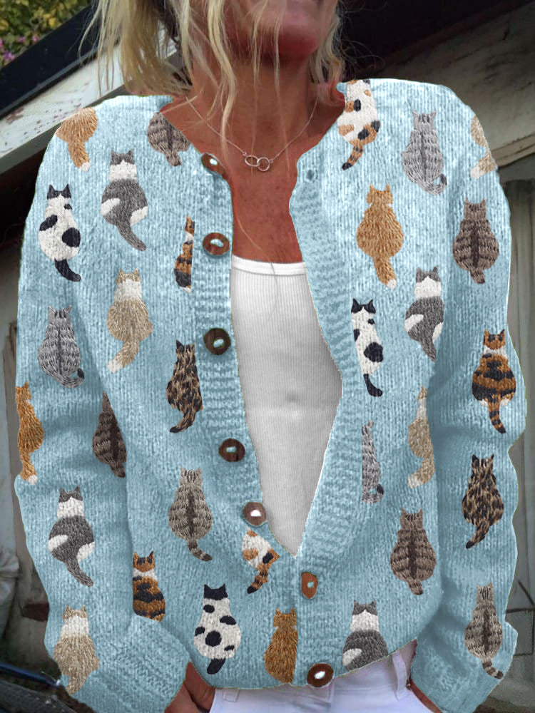 MAXLEY | The Feline Motif Knit Cardigan