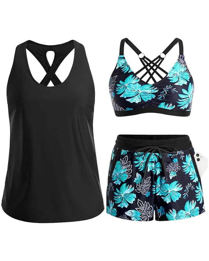 Maren | Three-Piece Tankini Bikini &amp; Cover-Up Set