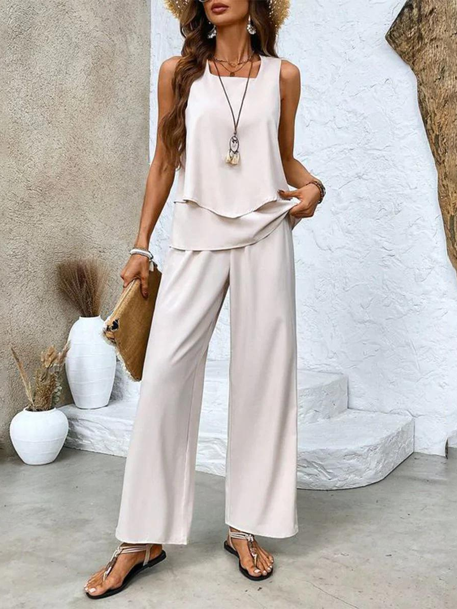 Averie | Layered Top &amp; Wide-Leg Trousers Set