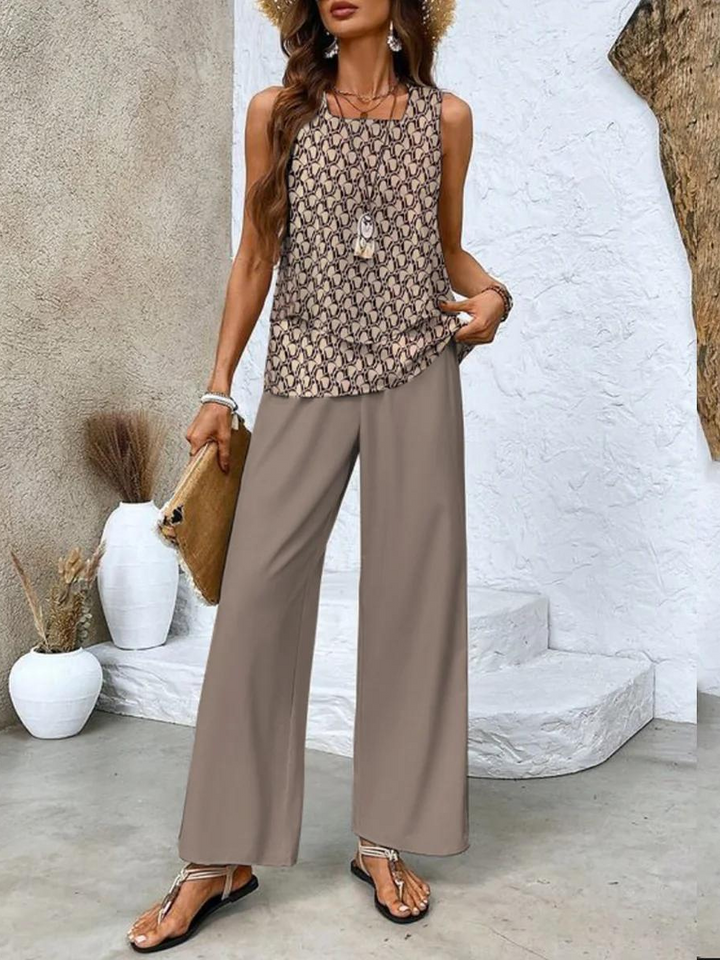 Averie | Layered Top &amp; Wide-Leg Trousers Set
