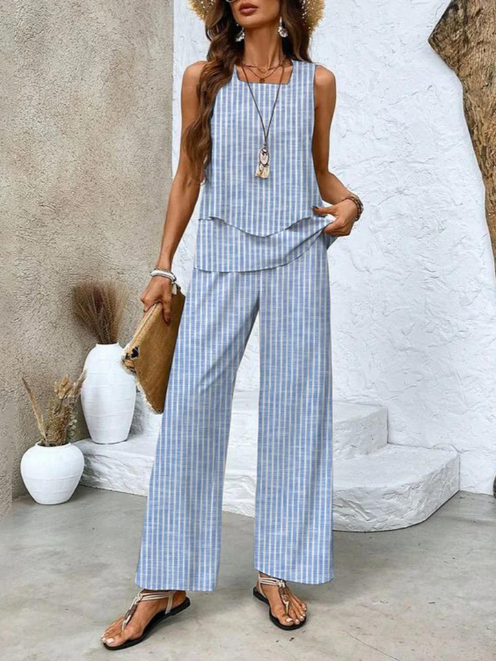 Averie | Layered Top &amp; Wide-Leg Trousers Set