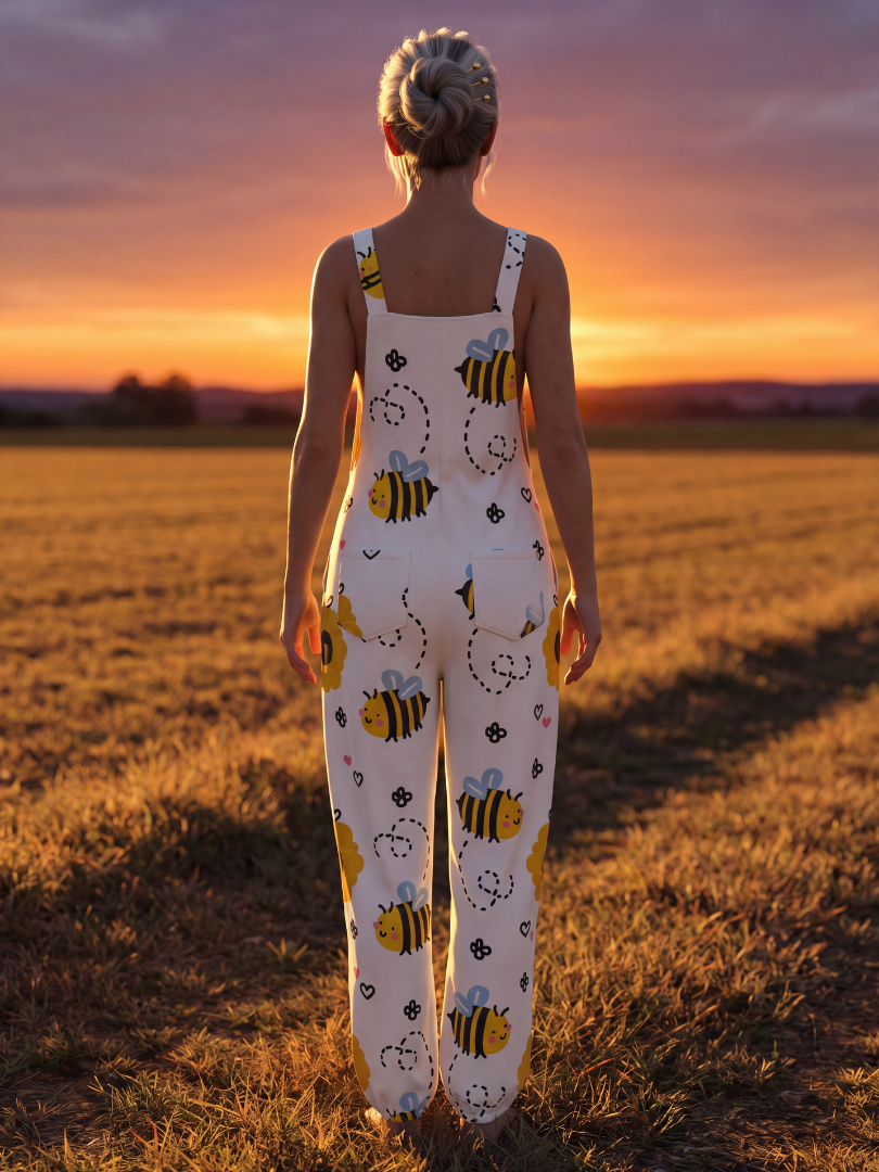 Maris | Bee &amp; Floral Print Wide-Leg Jumpsuit in White