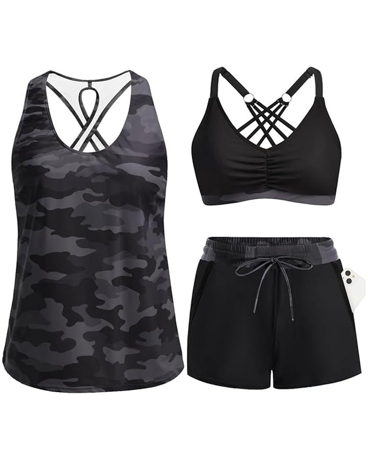 MAREN | Three-piece tankini bikini set with cover-up