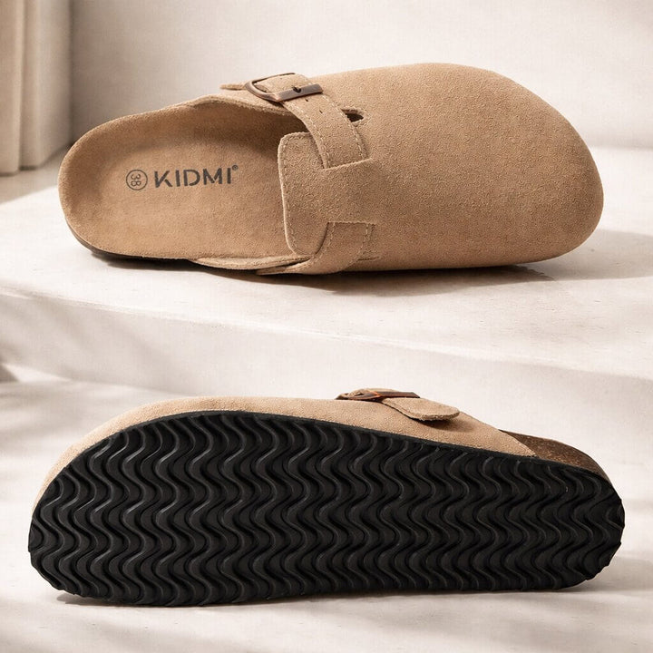 Suede Buckle Clogs | Adjustable Strap &amp; Comfort Footbed