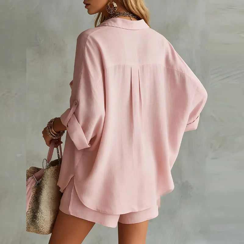Orlinda | Summer Linen Oversized Shirt &amp; Shorts Set