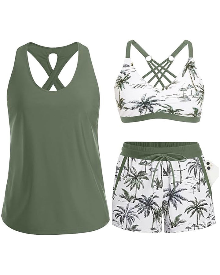 Maren | Three-Piece Tankini Bikini &amp; Cover-Up Set