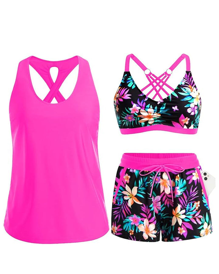 Maren | Three-Piece Tankini Bikini &amp; Cover-Up Set