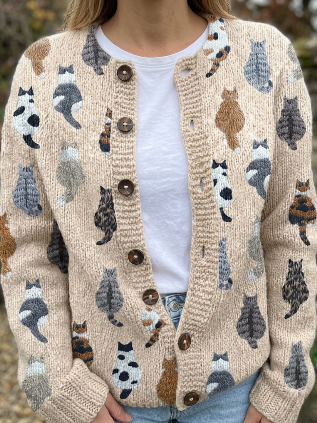 MAXLEY | The Feline Motif Knit Cardigan