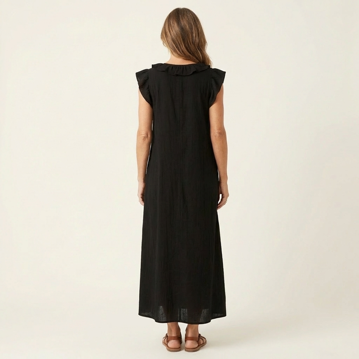 JOSETTE | Elegant Ruffle V-Neck Maxi Dress
