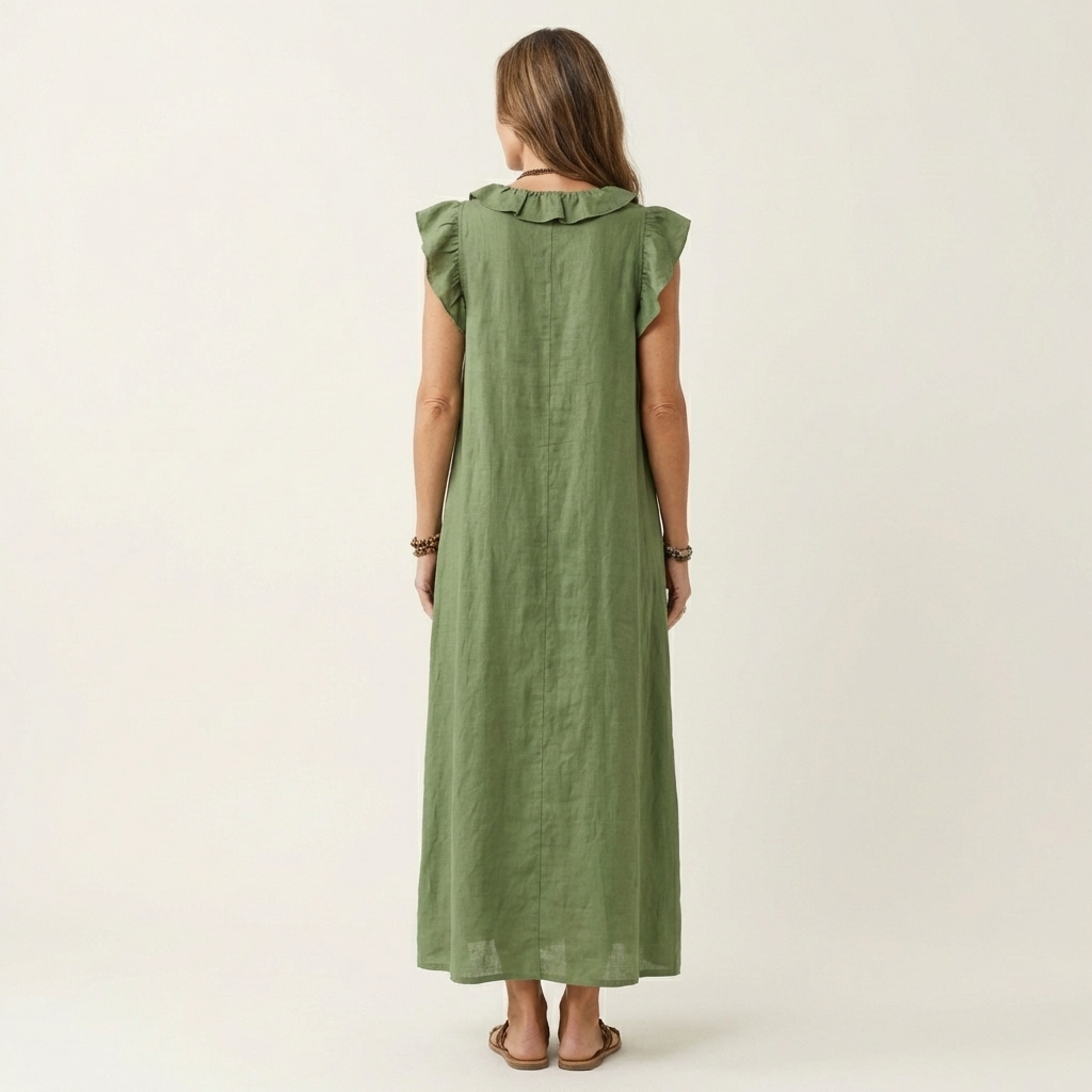 JOSETTE | Elegant Ruffle V-Neck Maxi Dress