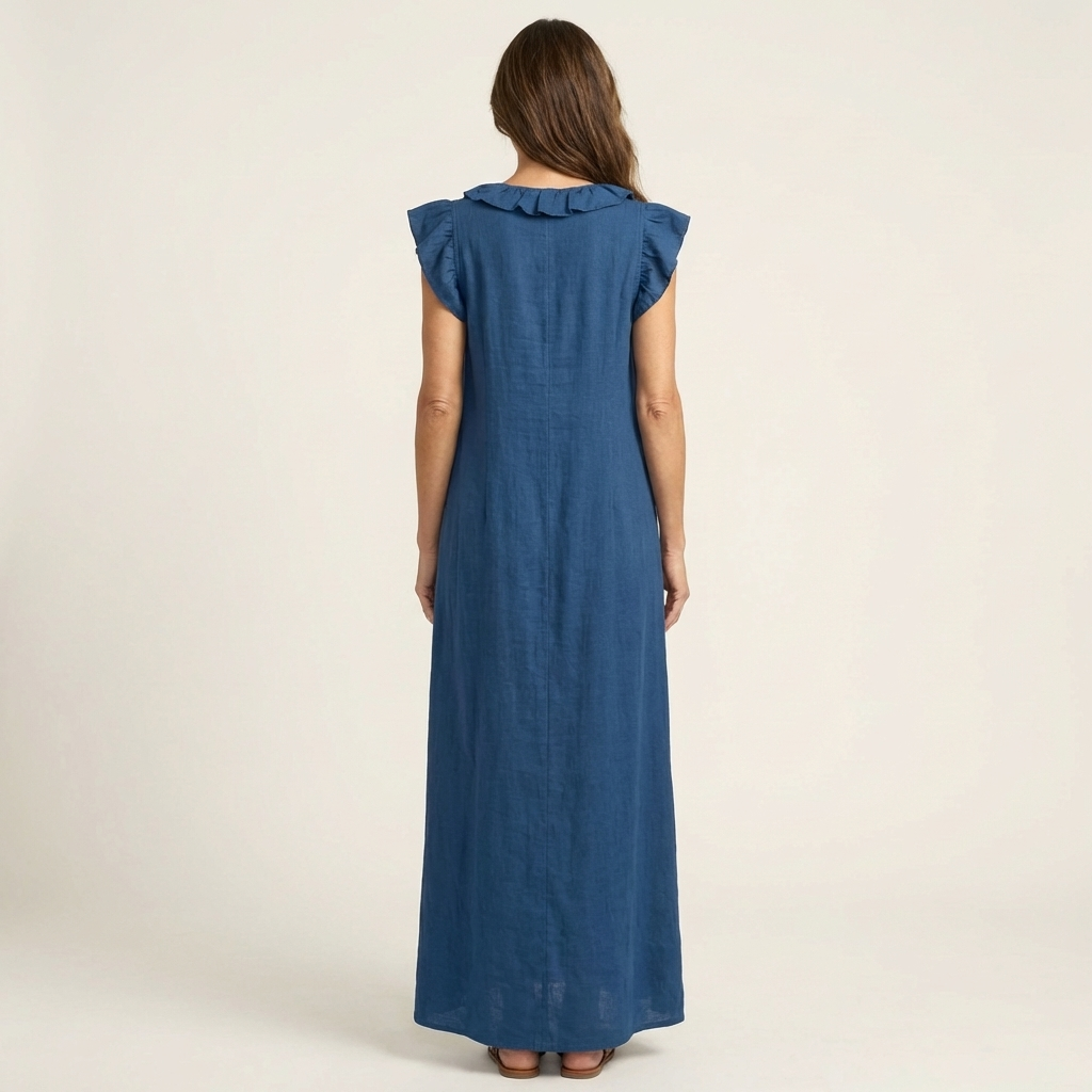 JOSETTE | Elegant Ruffle V-Neck Maxi Dress